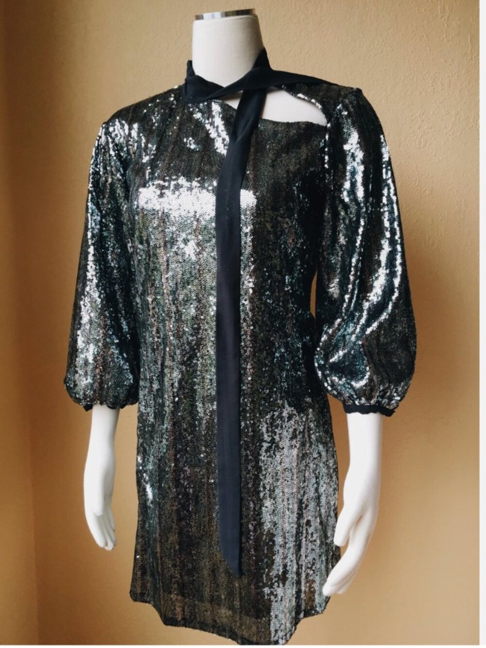 NWT CNC Costume National Silver Sequined Shift Tunic Dress Size 6/42